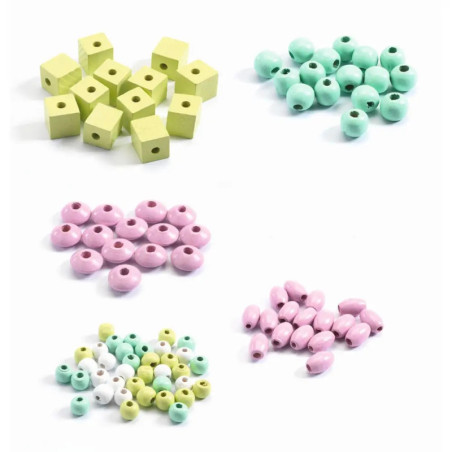 Schmuck basteln: Wooden beads, leaves and flowers