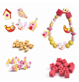 Schmuck basteln: Wooden beads, bird