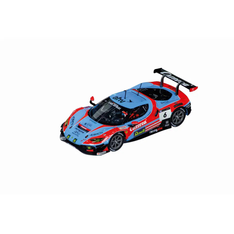 Blau-roter Rennwagen mit Sponsorenlogos und der Nummer 6 auf der Seite, vor weißem Hintergrund freigestellt. Blau-roter Rennwagen mit Sponsorenlogos und der Nummer 6 auf der Seite, vor weißem Hintergrund freigestellt.