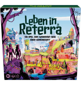 Bunte Spielbox von Leben in Reterra mit lebendiger postapokalyptischer Gemeinschaftsszene.