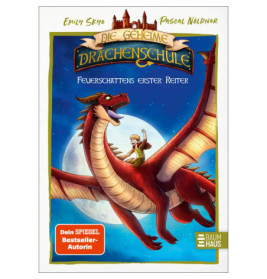 Ein Junge reitet auf einem roten Drachen vor Vollmond auf dem Cover eines deutschen Fantasybuchs.