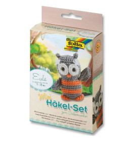 Box des Folia Häkelsets für eine kleine Eule, ab 8 Jahren geeignet, mit Eulenbild auf der Vorderseite.