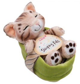 Kuscheltier Sleeping Pets Bengal Katze im hellgrünen Körbchen NICI GREEN