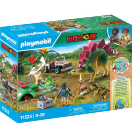 Playmobil Dinos-Set mit Figuren, Jeep, Stegosaurus und Dschungelzubehör, geeignet für Kinder von 4-10 Jahren.