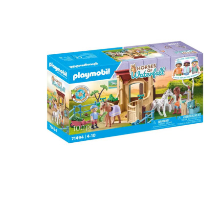 Playmobil Pferde von Waterfall Set: Box mit Pferden, Stall und Kindern, 100 Teile, geeignet für Kinder von 4-10 Jahren.