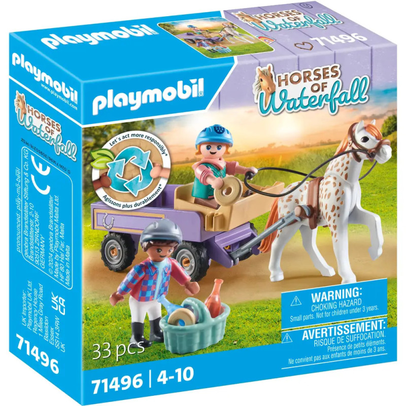 Playmobil Horses of Waterfall-Set mit Pferd, Kutsche, zwei Figuren und 33 Teilen für Kinder von 4-10 Jahren.