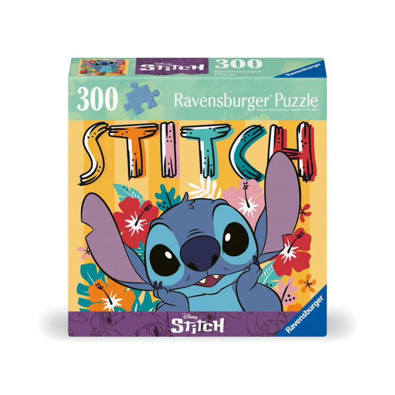 Ravensburger Puzzle 13399, 300 Teile: Motiv Stitch mit Blumen und verspieltem Hintergrund.