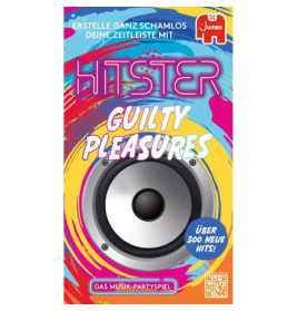 Bunte Hitster Guilty Pleasures Musik-Spielbox mit großem Lautsprecher und auffälliger Schrift.