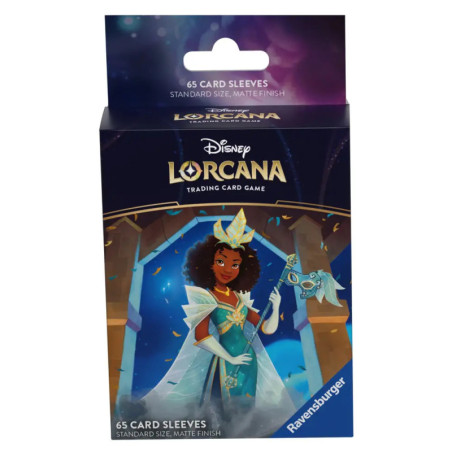 Disney Lorcana Kartenhüllen-Box mit Prinzessin Tiana in blau-goldenem, magischem Design.