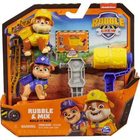 Rubble & Mix Build-It Pack von Rubble & Crew mit zwei Hundefiguren und Zubehör in der Verpackung.