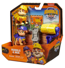 Rubble & Crew Build-It Pack Spielset mit zwei Hunde-Figuren, Werkzeug und Zubehör in der Verpackung.