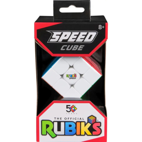 Rubiks Speed Cube in Verpackung mit Aufschrift Speed Cube und The Official Rubiks, geeignet ab 8 Jahren.