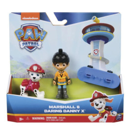 Paw Patrol Spielset mit Marshall, Danny X Figur und Aussichtsturm in bunter Verpackung.