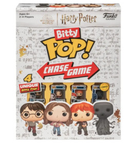 Box des Bitty Pop! Harry Potter Chase Games mit 4 Mini-Figuren: Harry, Hermine, Ron und einem Dementor.