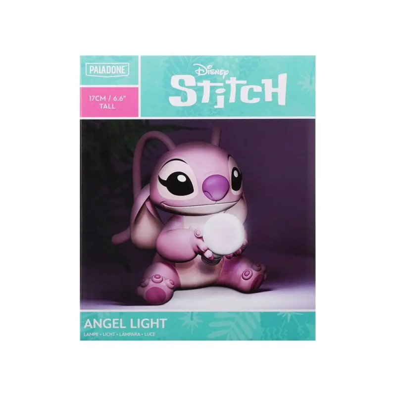 Disney Stitch Angel Light: Verpackung in Türkis und Pink, zeigt Angel mit leuchtender Kugel. Disney Stitch Angel Light: Verpackung in Türkis und Pink, zeigt Angel mit leuchtender Kugel.
