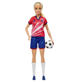 Barbie Fußballspielerin-Puppe, blond, Trikot mit der Nummer 9, Fußball, Stollenschuhe, Stutzen, für