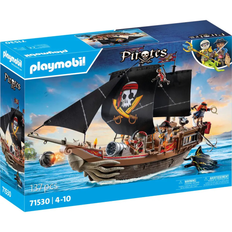 Playmobil Piratenschiff-Set mit Schiff, Piratenfiguren und 137 Teilen für Kinder von 4 bis 10 Jahren.