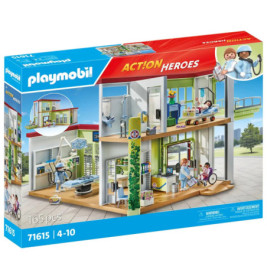 Playmobil Krankenhaus-Set mit zweistöckiger Szene, Figuren und medizinischem Zubehör, 165 Teile.