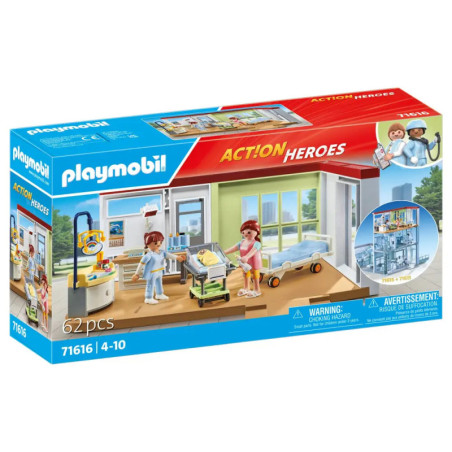 Playmobil Action Heroes Krankenhaus-Set mit Ärzten, Patient, Zubehör und 62 Teilen für Kinder von 4 bis 10 Jahren.