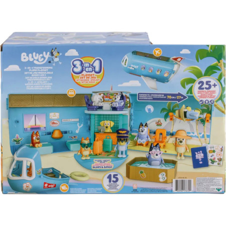 Moose Toys BLUEY HOLIDAY 3in1 Set Airplane, Boat Hotel