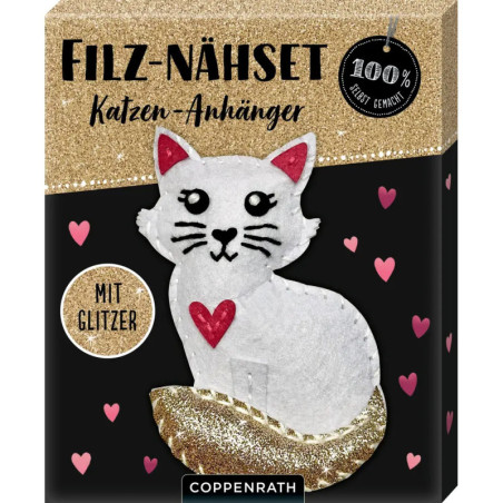 Filz-Nähset: Katzen-Anhänger (gold) - 100% selbst gemacht