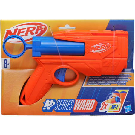 Nerf N-Strike Series Ward Spielzeugblaster in orange-blauer Verpackung, empfohlen ab 8 Jahren.