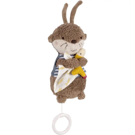 Plüsch-Otter mit gelber Ente und Decke, unten mit Zugring.