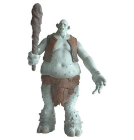 Eine blasse, grässliche Gestalt mit Keule, brauner Weste und Rock steht frontal.