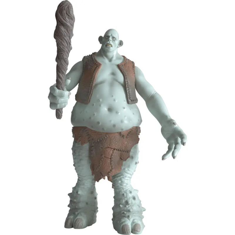 Eine blasse, grässliche Gestalt mit Keule, brauner Weste und Rock steht frontal.