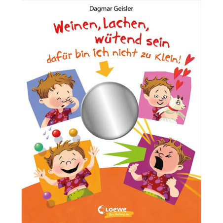 Buchcover mit vier gezeichneten Kindern, die verschiedene Emotionen zeigen. Über ihnen steht ein deutscher Buchtitel.