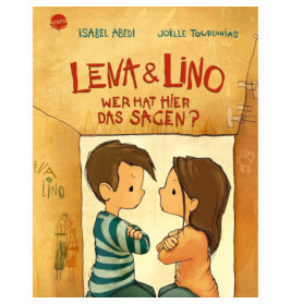Illustration auf dem Cover von Lena & Lino: Ein Junge und ein Mädchen stehen sich mit verschränkten Armen gegenüber.