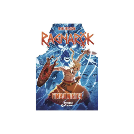 Anime-Cover mit Kriegerjunge, Blitzen, nordischen Motiven und dem Titel Ragnarök: Fimbulwinter. Anime-Cover mit Kriegerjunge, Blitzen, nordischen Motiven und dem Titel Ragnarök: Fimbulwinter.
