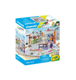 Playmobil Color Set: Malkulisse, zwei Figuren, Hund und 61 Teile für Kinder von 6-12 Jahren.