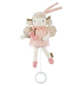 Plüsch-Feenpuppe im rosa Kleid mit Flügeln, Bommel und Zugring zum Aufhängen.