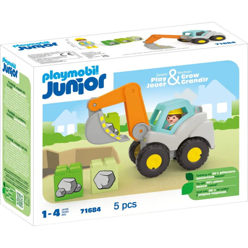 Playmobil Junior Set mit Spielzeug-Bagger, Steinen und Kinderfigur, geeignet für Kinder von 1 bis 4 Jahren. Playmobil Junior Set mit Spielzeug-Bagger, Steinen und Kinderfigur, geeignet für Kinder von 1 bis 4 Jahren.