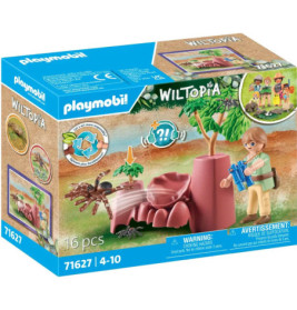 Playmobil Wiltopia Set mit Kinderfigur, Spinne, Felsen und Bauteilen, geeignet für Kinder von 4 bis 10 Jahren.