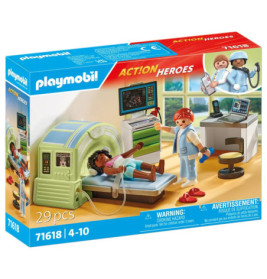 Playmobil Action Heroes Set: Arzt mit Kind im MRT, 29 Teile, empfohlen für Kinder von 4 bis 10 Jahren.