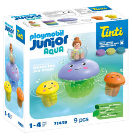 Playmobil Junior Aqua Wasserspielzeug-Set mit schwimmender Qualle und Kinderfigur auf der Verpackung.