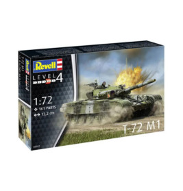 Revell Modellbausatz T-72 M1 im Maßstab 1:72 mit Panzer und Explosion auf dem Karton.