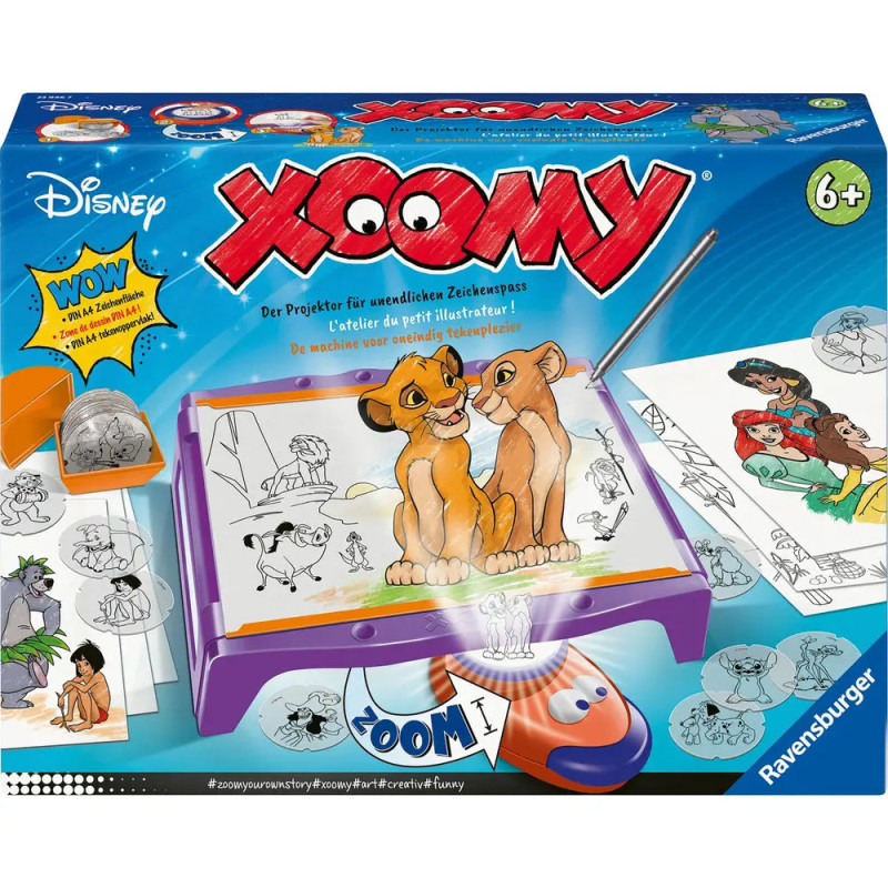 Disney Xoomy Zeichenset mit König der Löwen-Motiven und Projektor für Kinder ab 6 Jahren.