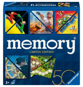 Blaue Memory-Spielbox mit bunten Karten, auf der Vorderseite steht Limited Edition 50.