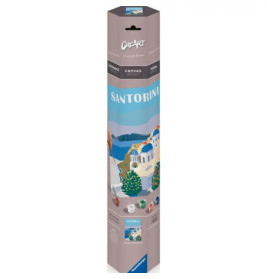 Hohe Box Santorini mit griechischer Küstenillustration, enthält ein Malset.