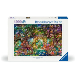 Ravensburger Puzzle mit 4000 Teilen: Magischer, farbenfroher Wald mit Feen und vielen bunten Details auf der Verpackung.
