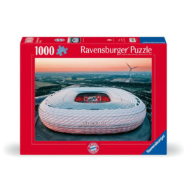 Ravensburger Puzzle mit 1000 Teilen und einem Bild des Allianz Arena Stadions auf der Verpackung.