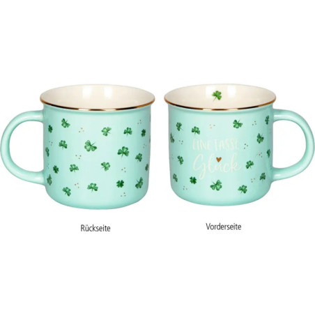 Porzellan-Tasse Glücksklee - Viel Glück