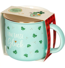 Porzellan-Tasse Glücksklee - Viel Glück