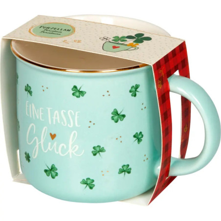 Porzellan-Tasse Glücksklee - Viel Glück
