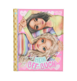 Rosa Notizbuch mit zwei Mädchen-Illustrationen und dem Schriftzug Mein BFF-Buch auf dem Cover.