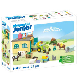 PLAYMOBIL 71656 1.2.3: Bauernhof-Abenteuer mit Traktor, Anhänger und tierischen Freunden