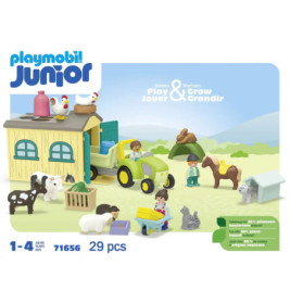 PLAYMOBIL 71656 1.2.3: Bauernhof-Abenteuer mit Traktor, Anhänger und tierischen Freunden